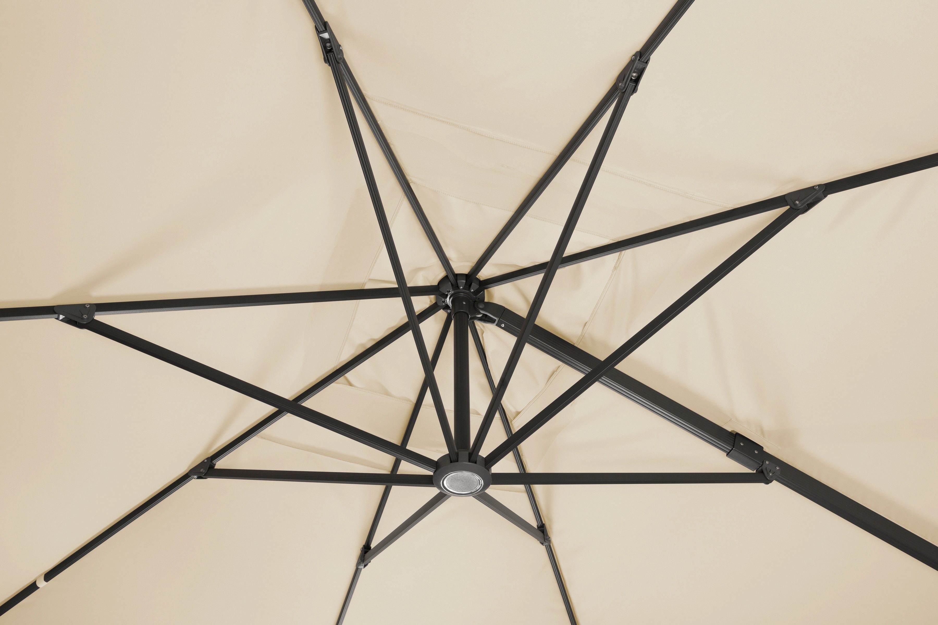 Schneider Schirme Ampelschirm Rhodos Grande, Durchmesser 400 cm, natur, rund, ohne Wegeplatten