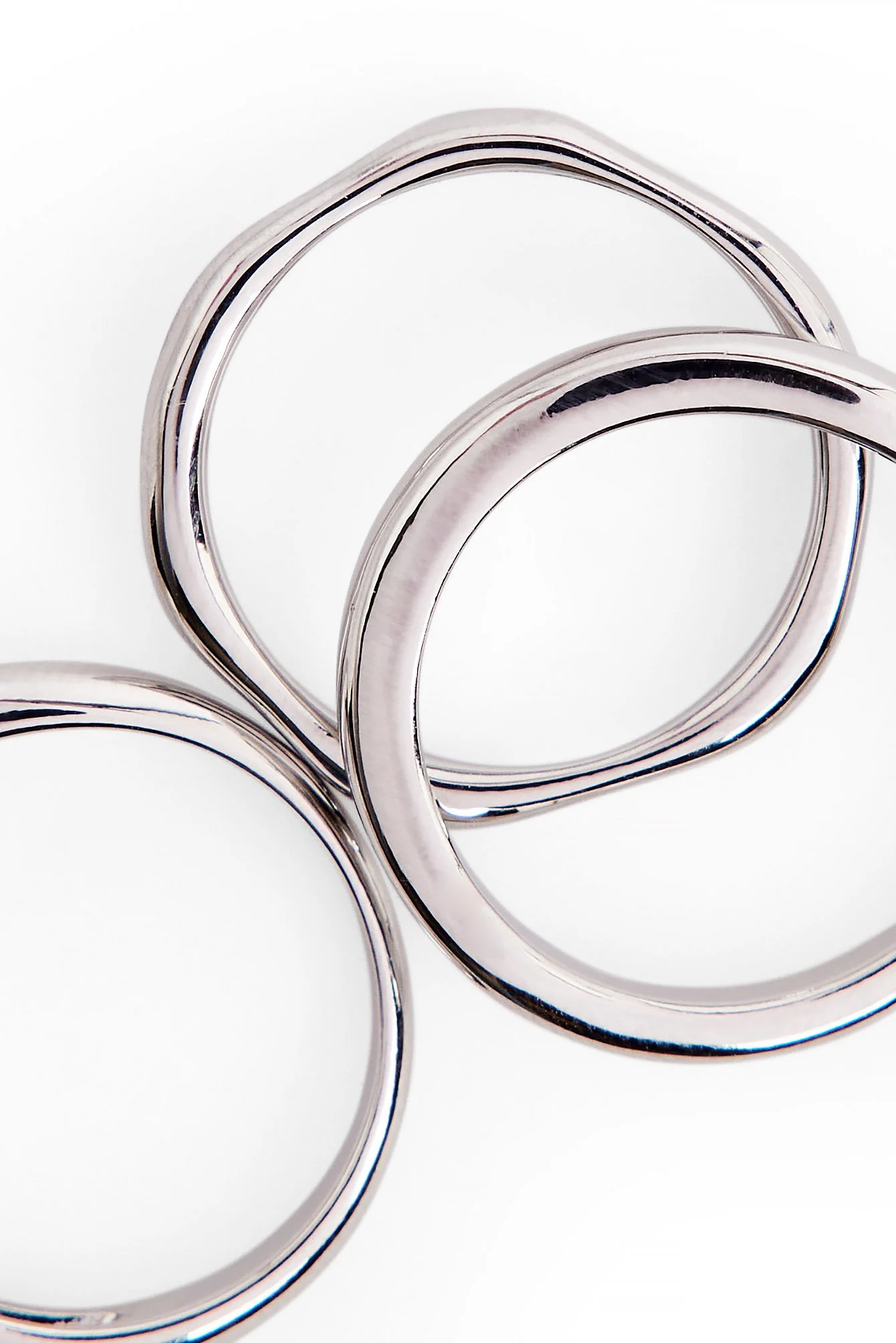 3er-Pack wellige Versilberte Ringe
