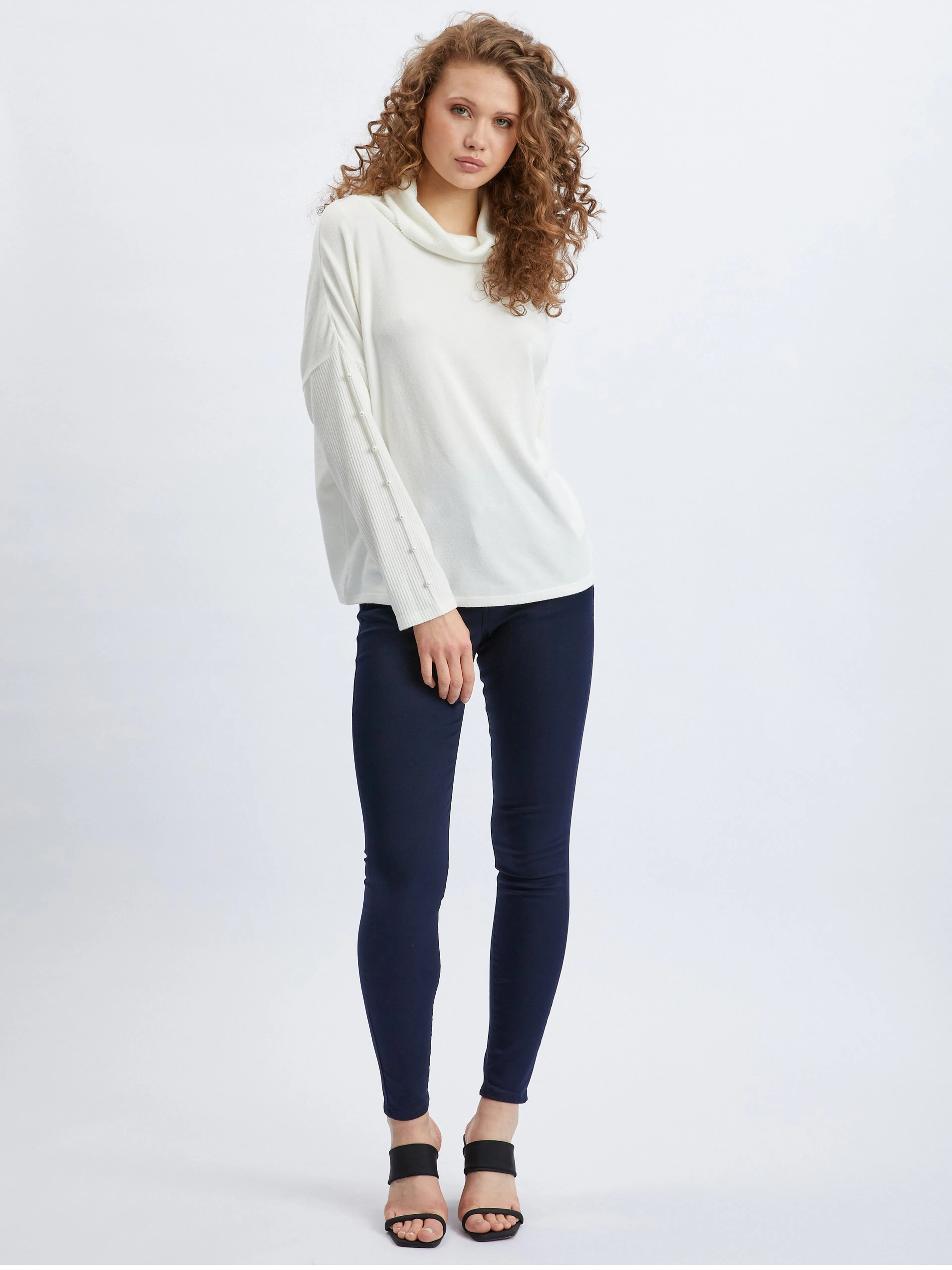 Cremefarbener Damen-Rollkragenpullover ORSAY