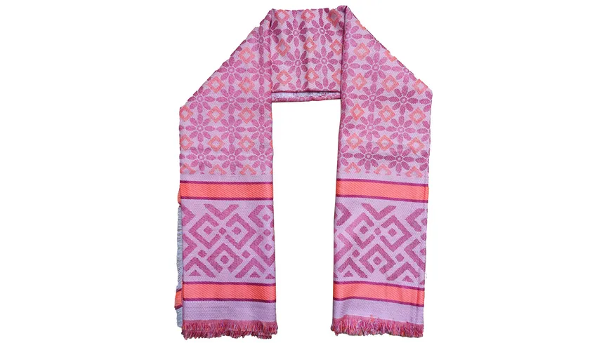 Tuch Jacquard rose, pink, orange bunt