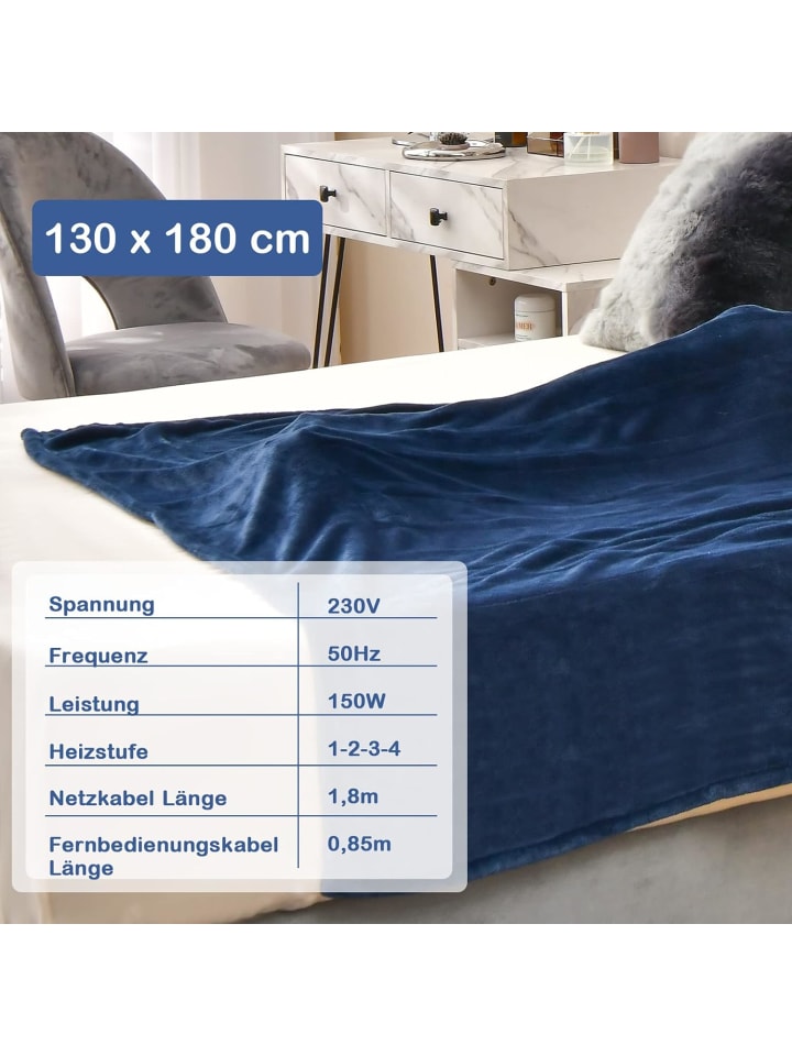 COSTWAY Heizdecke 130 x 180 cm in Blau günstig kaufen 130 cm