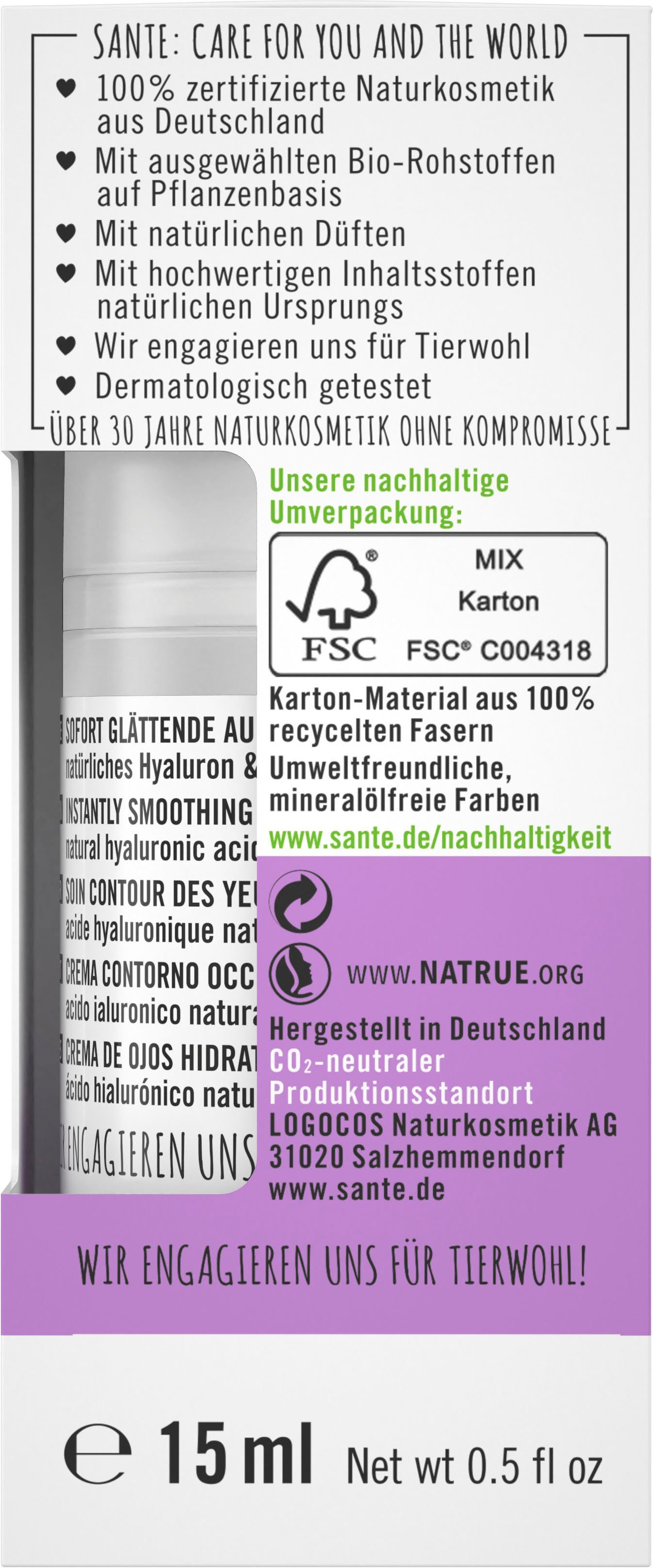 SANTE Augencreme Sofort Glättende Augencreme