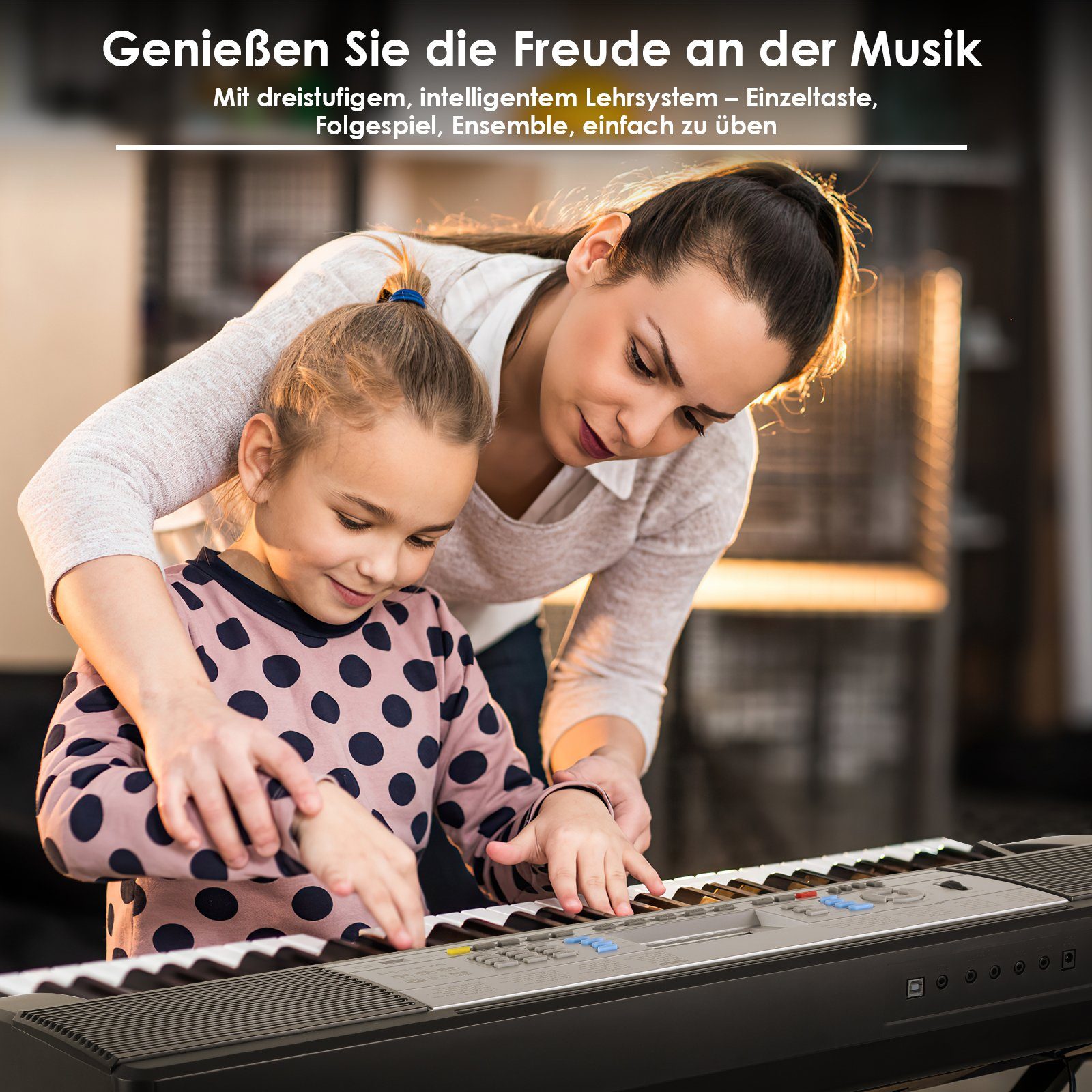 TLGREEN Digitalpiano Keyboard Piano Digital Klavier 61 Tasten, E-Piano Tastatur, Automatische Bassakkorde: Einzelfinger/Mehrfinger/Synthetik/Akkord