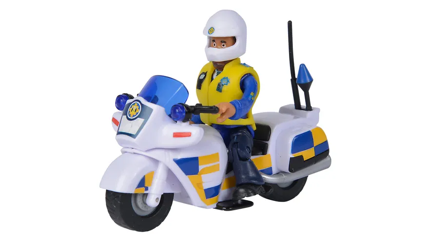 Simba - Feuerwehrmann Sam - Polizei Motorrad inkl. Polizist Malcom Figur und Zubehör