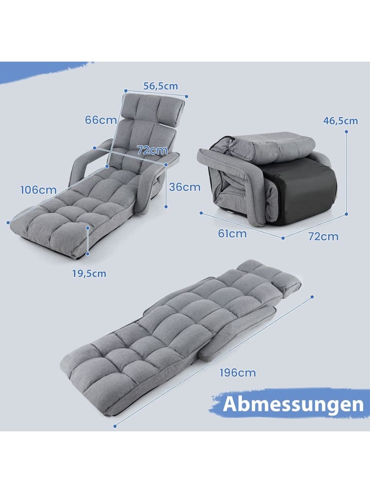 COSTWAY Bodensessel 5-Fach einstellbar in Grau günstig kaufen onesize