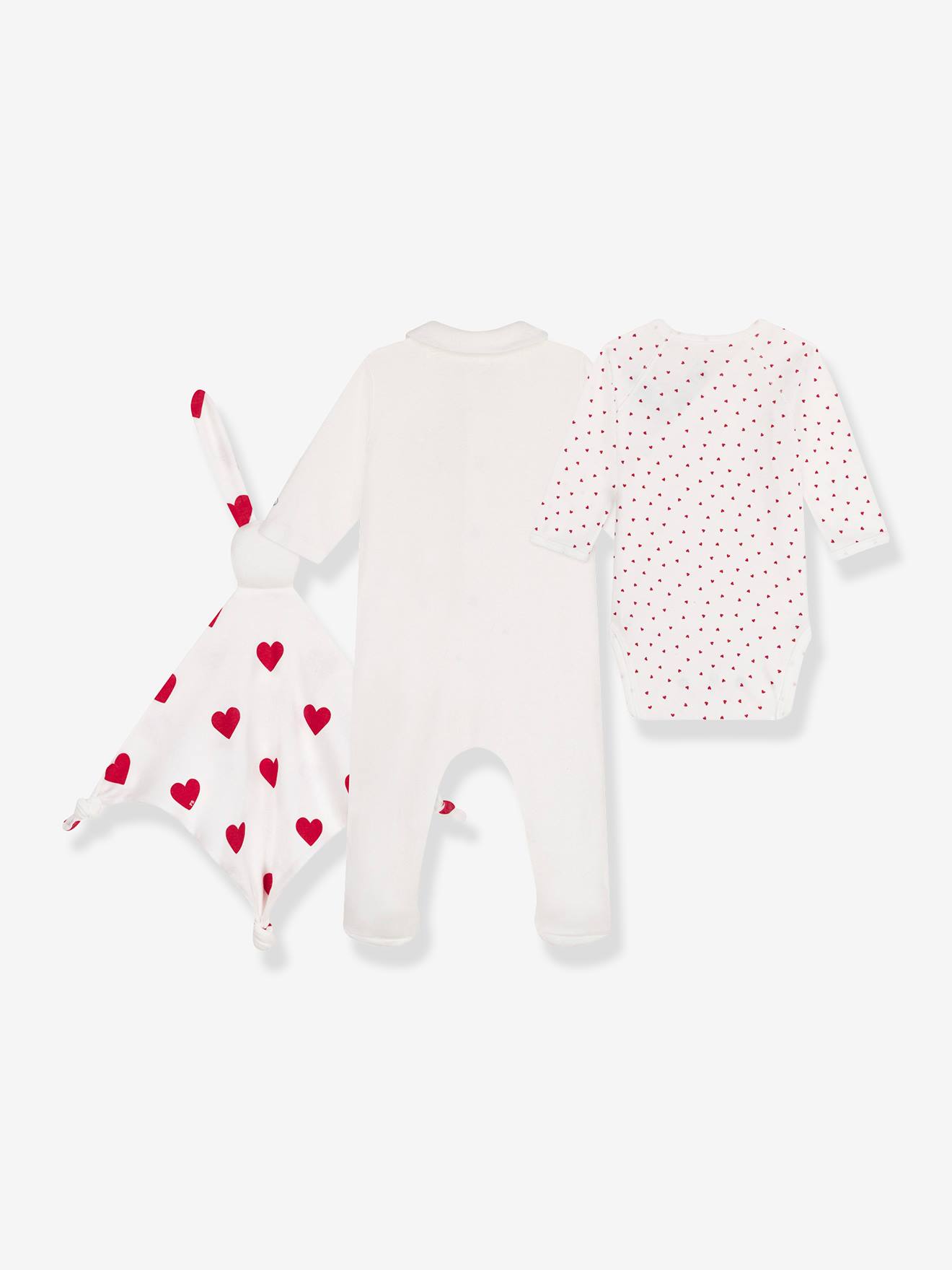 Petit Bateau Baby-Set: Strampler, Wickelbody & Schmusetuch PETIT BATEAU - weiß