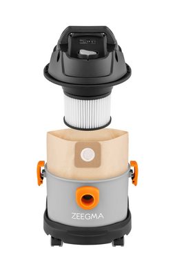 Zeegma Industriesauger Zonder Pro Compact, 1000,00 W, mit Beutel für trockenes Saugen, ohne Beutel für Saugen mit Wasser, Staubsauger für Trocken- und Nasssaugung + Gebläsefunktion