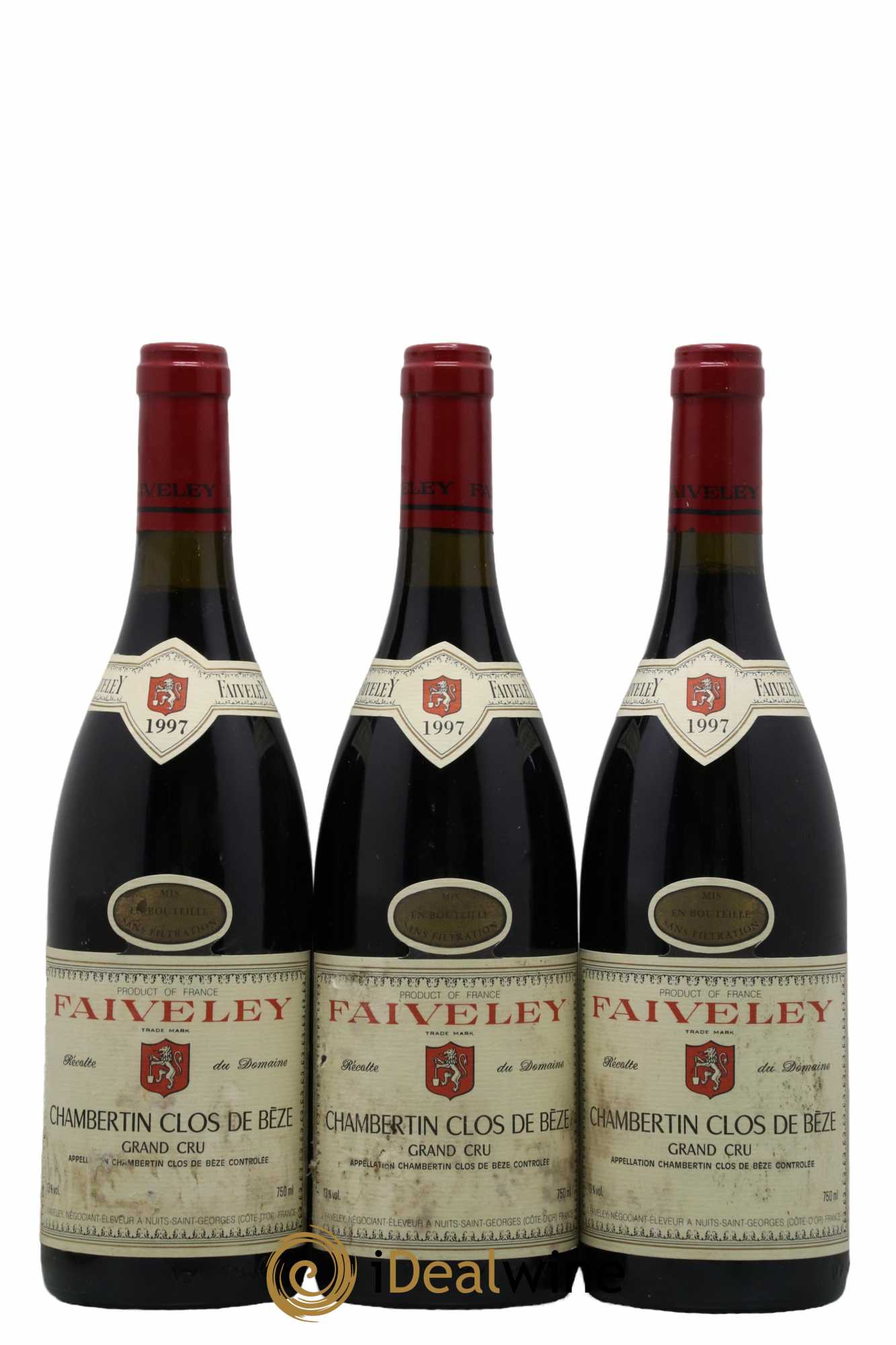 Chambertin Clos de Bèze Grand Cru Faiveley  1997 - Lot de 3 Bouteilles