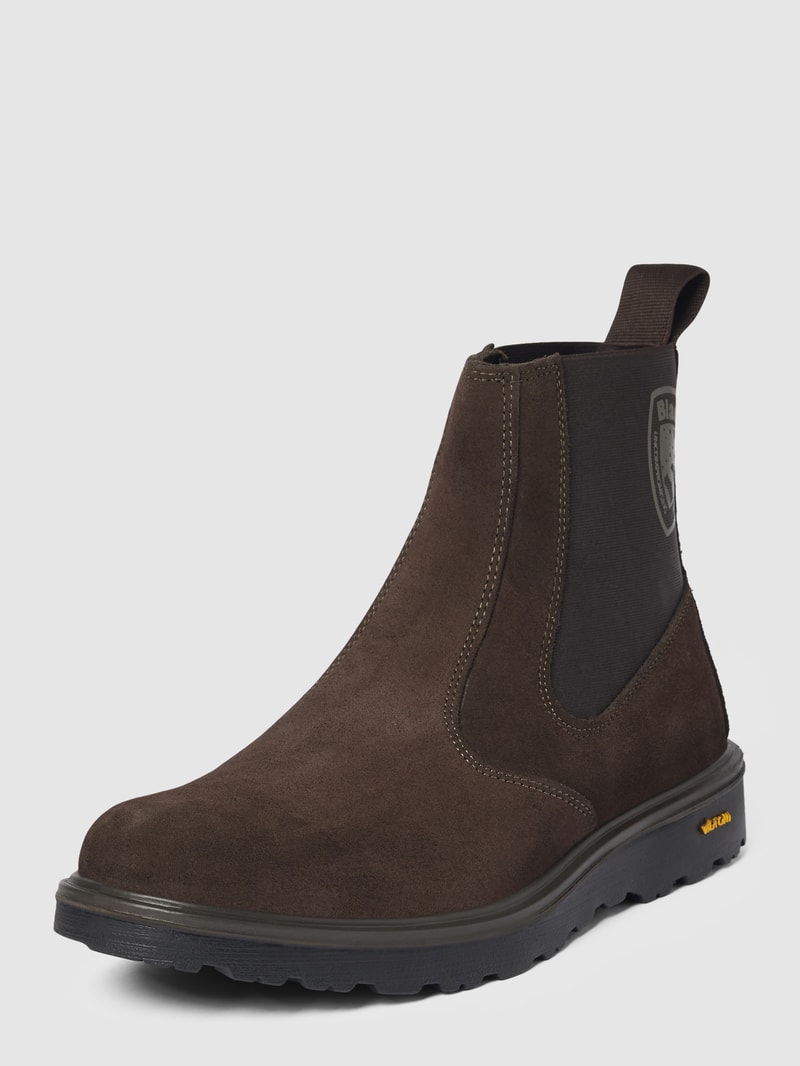 Ankle-Boots mit Label-Print in dunkelbraun
