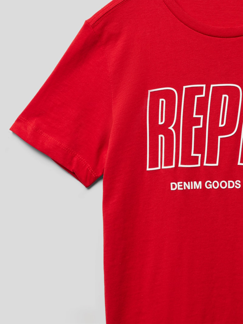 T-Shirt mit Label-Print in rot