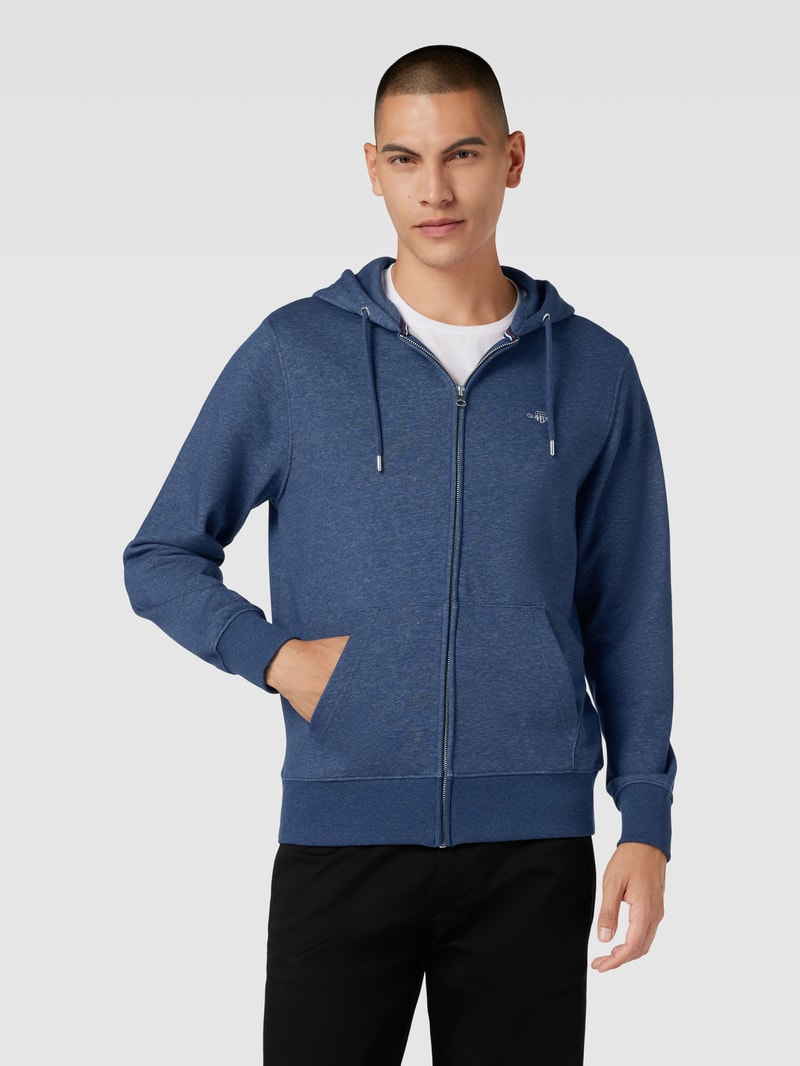 Sweatjacke mit Kapuze in jeans meliert