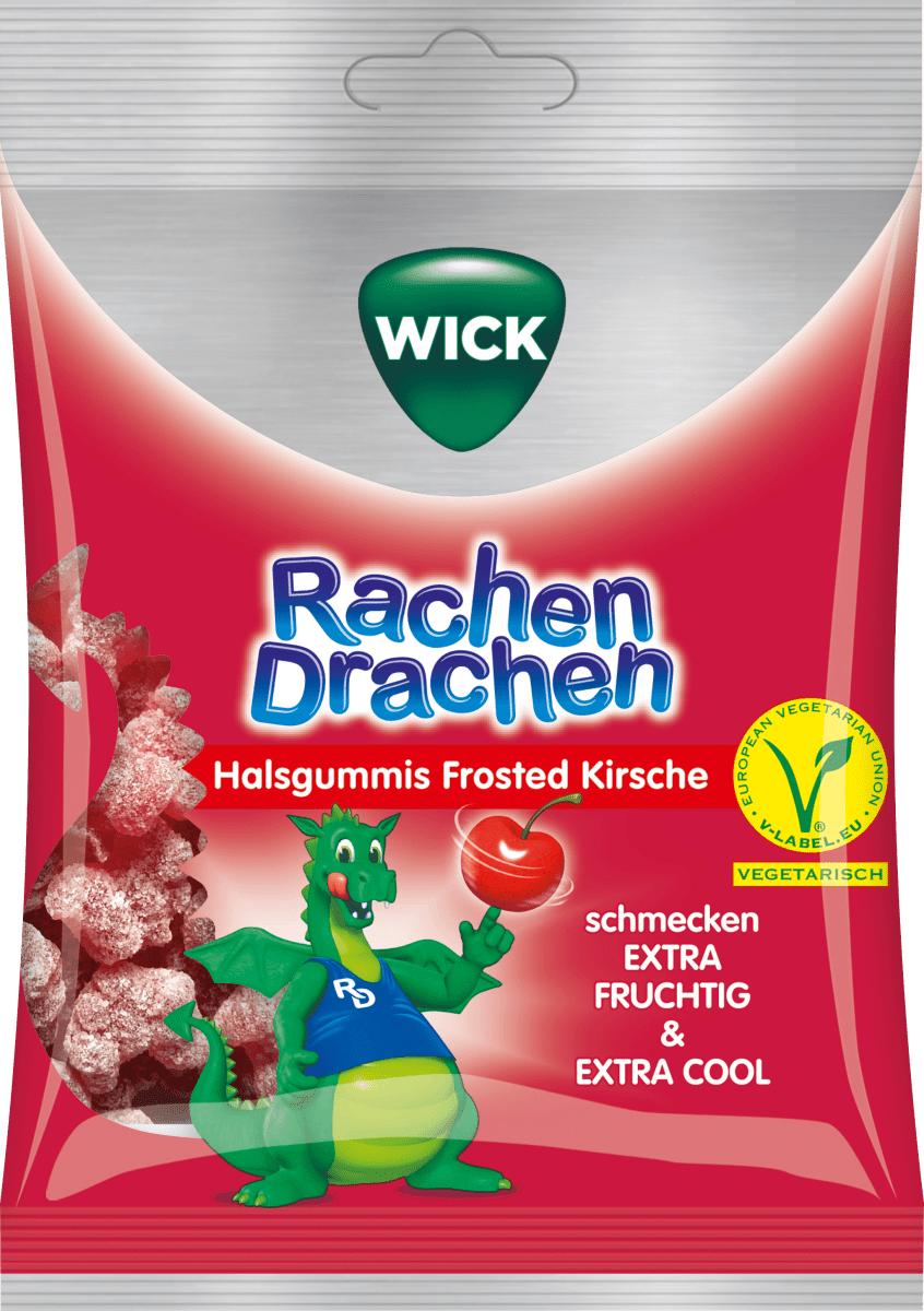 Gummidrops, Rachen Drachen Kirsche, gelatinefrei, 75 g