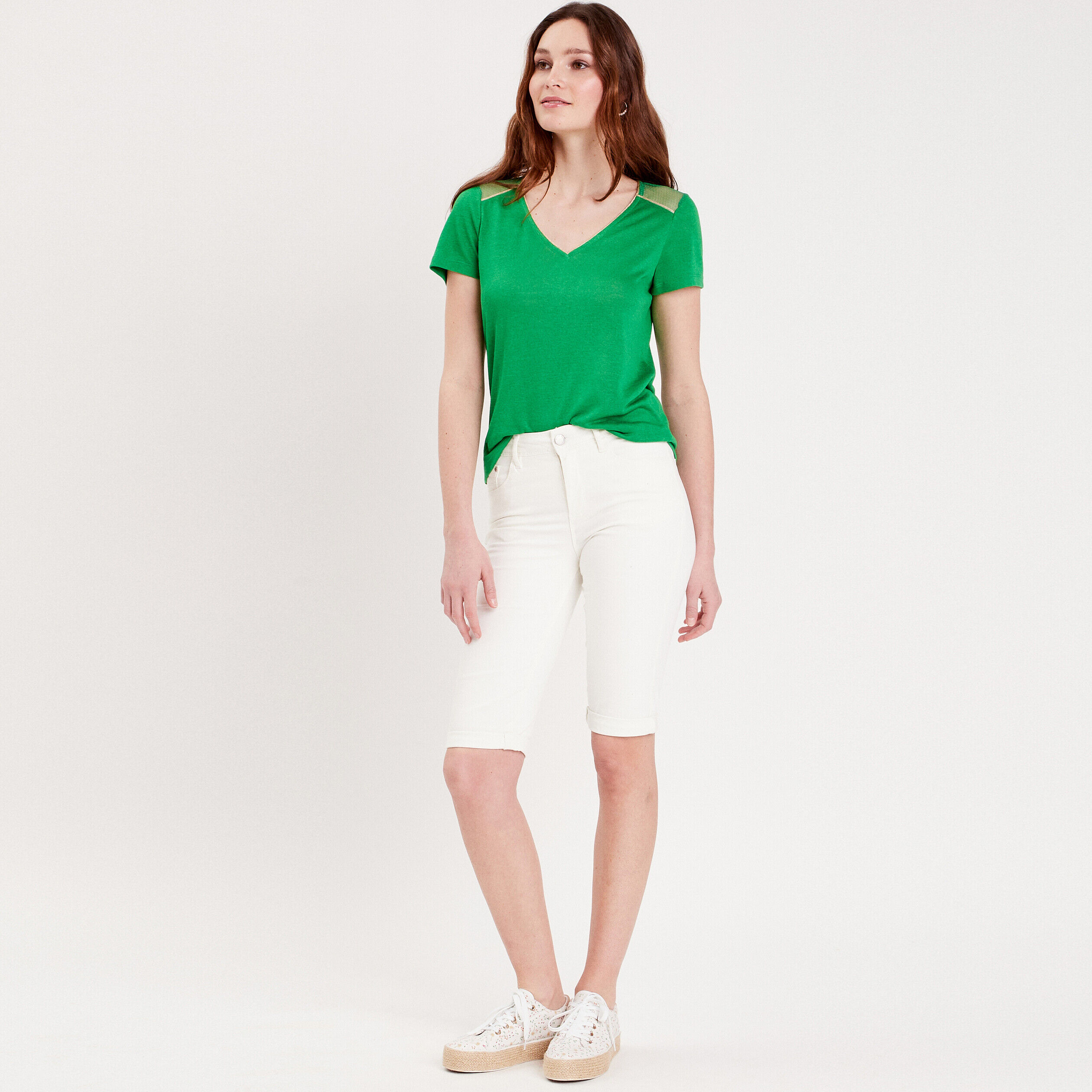 T-shirt manches courtes vert femme | Cache Cache