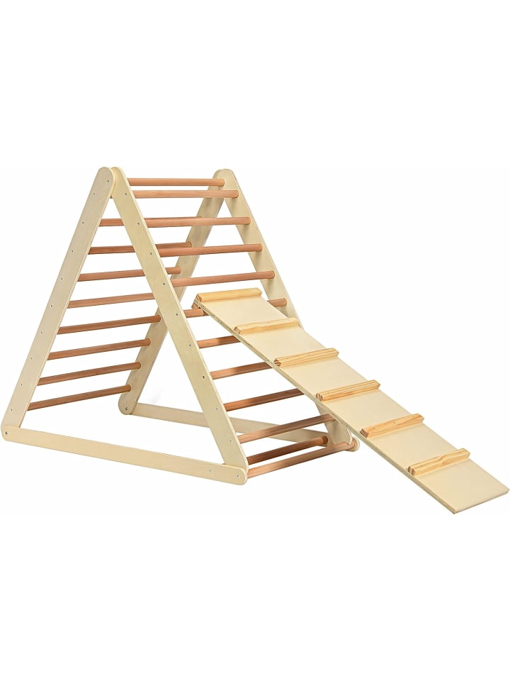 COSTWAY 2-in-1 Kletterdreieck in Hellbraun günstig kaufen 70x120 cm