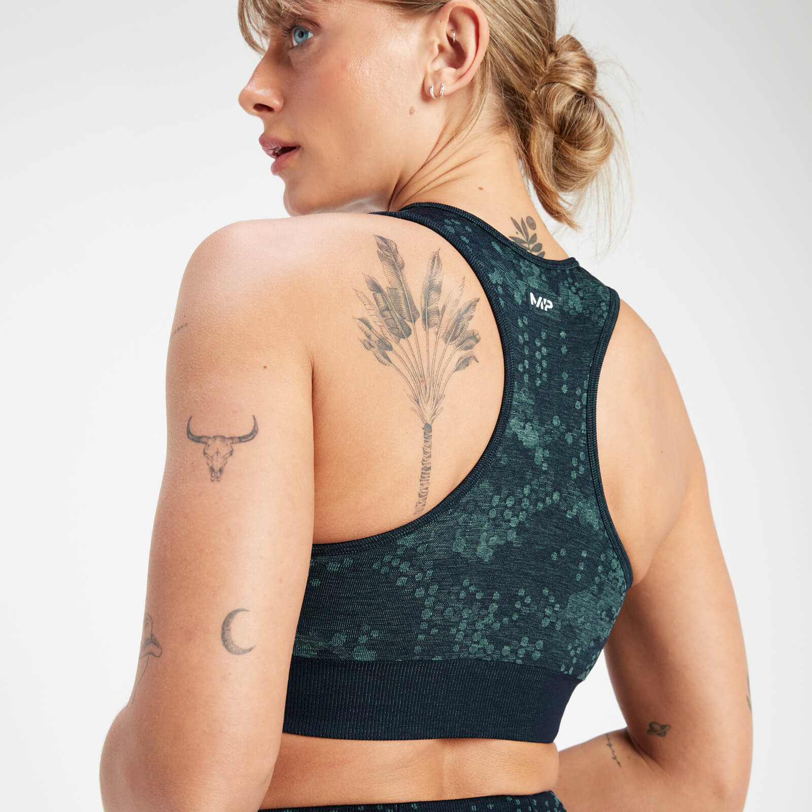 Brassière de sport à motif sans coutures MP Adapt pour femmes – Bleu marine foncé