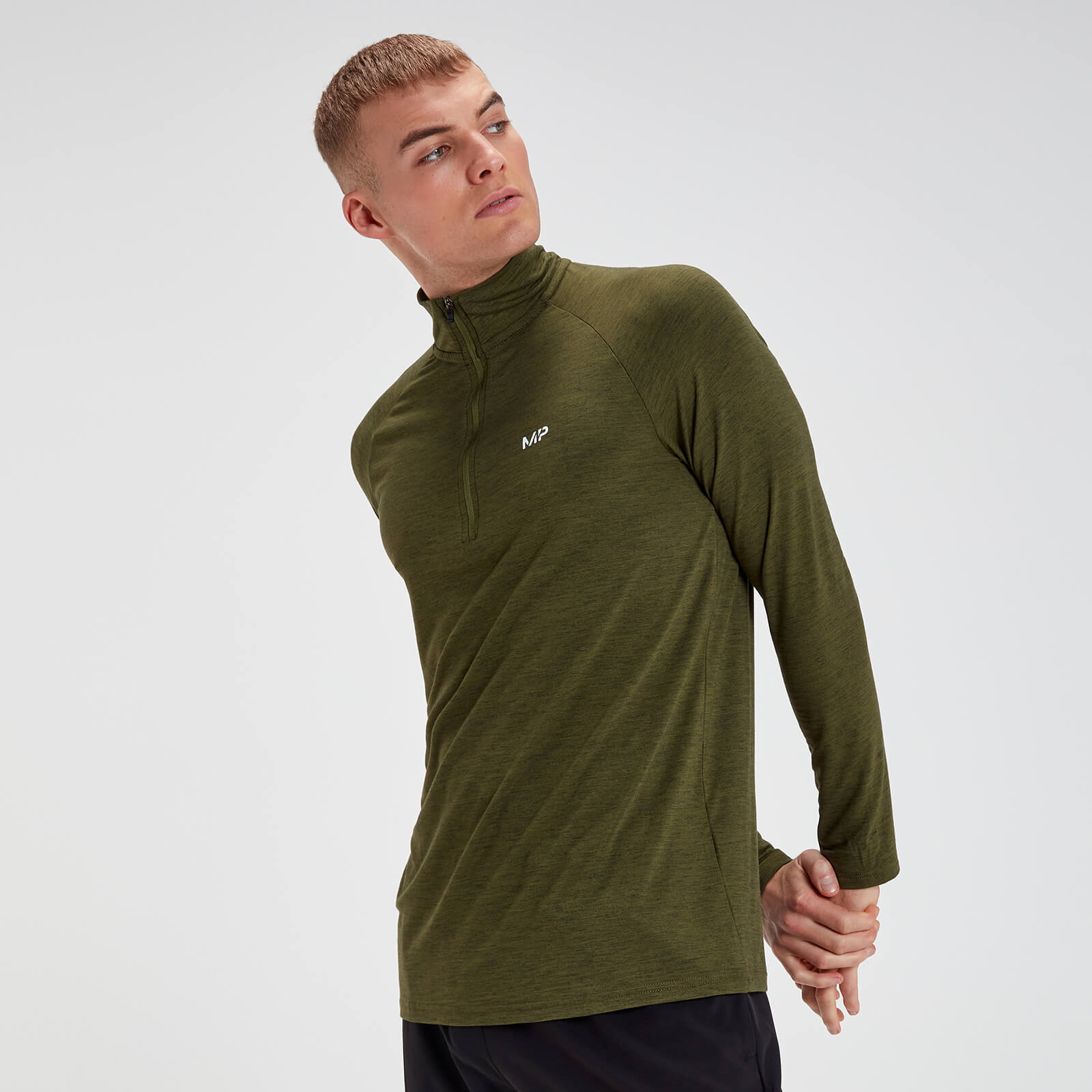 MP Performance 1/4 Zip - Noir et Vert Armée