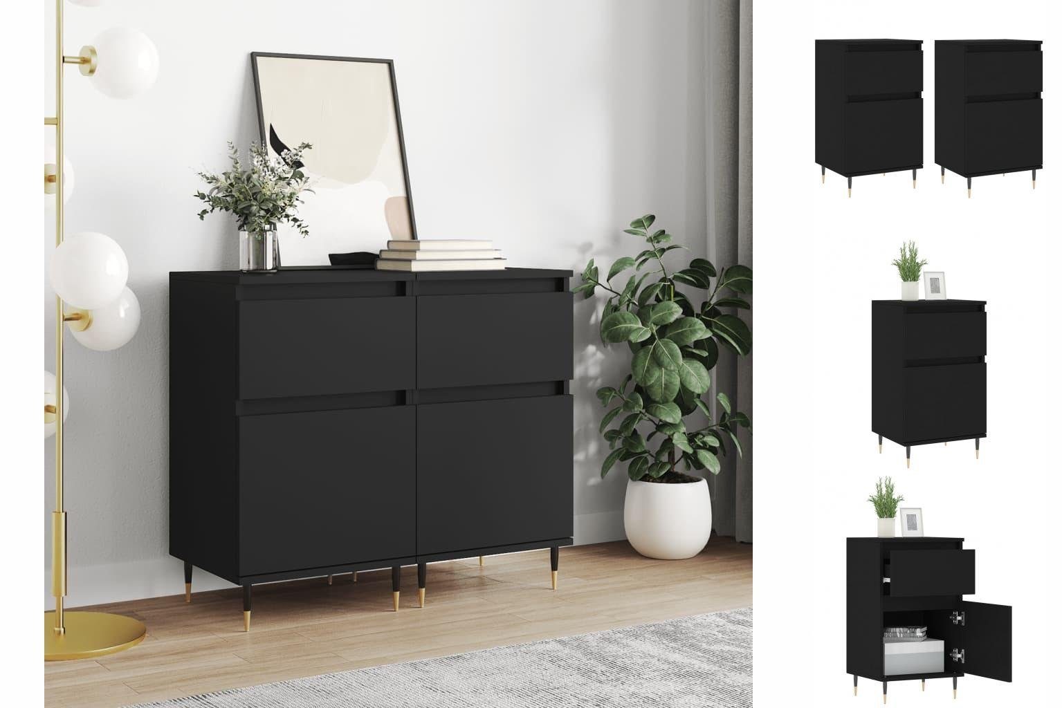 vidaXL Anrichte Sideboards 2 Stk Schwarz 40x35x70 cm Holzwerkstoff Kommode