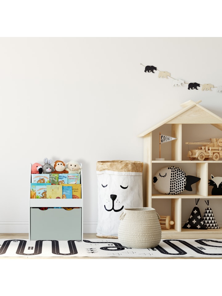 relaxdays Kinderregal in Weiß/ Grau - (B)50,5 x (H)70 x (T)28 cm günstig kaufen onesize