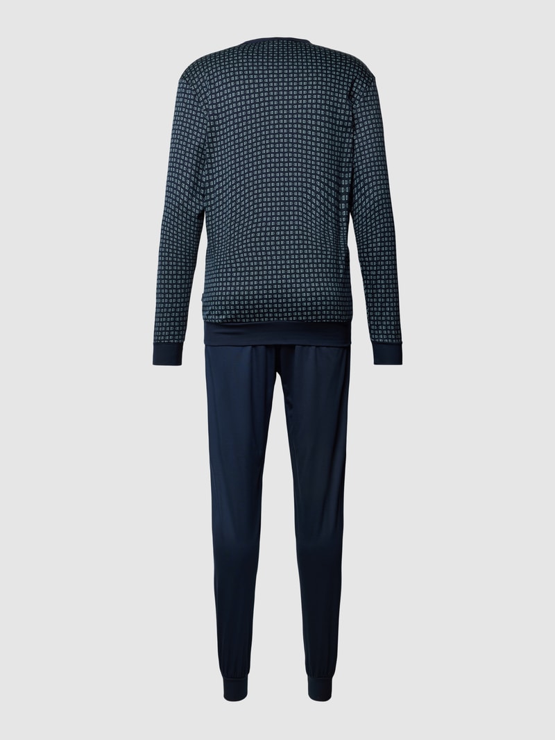 Pyjama mit Allover-Muster in dunkelblau