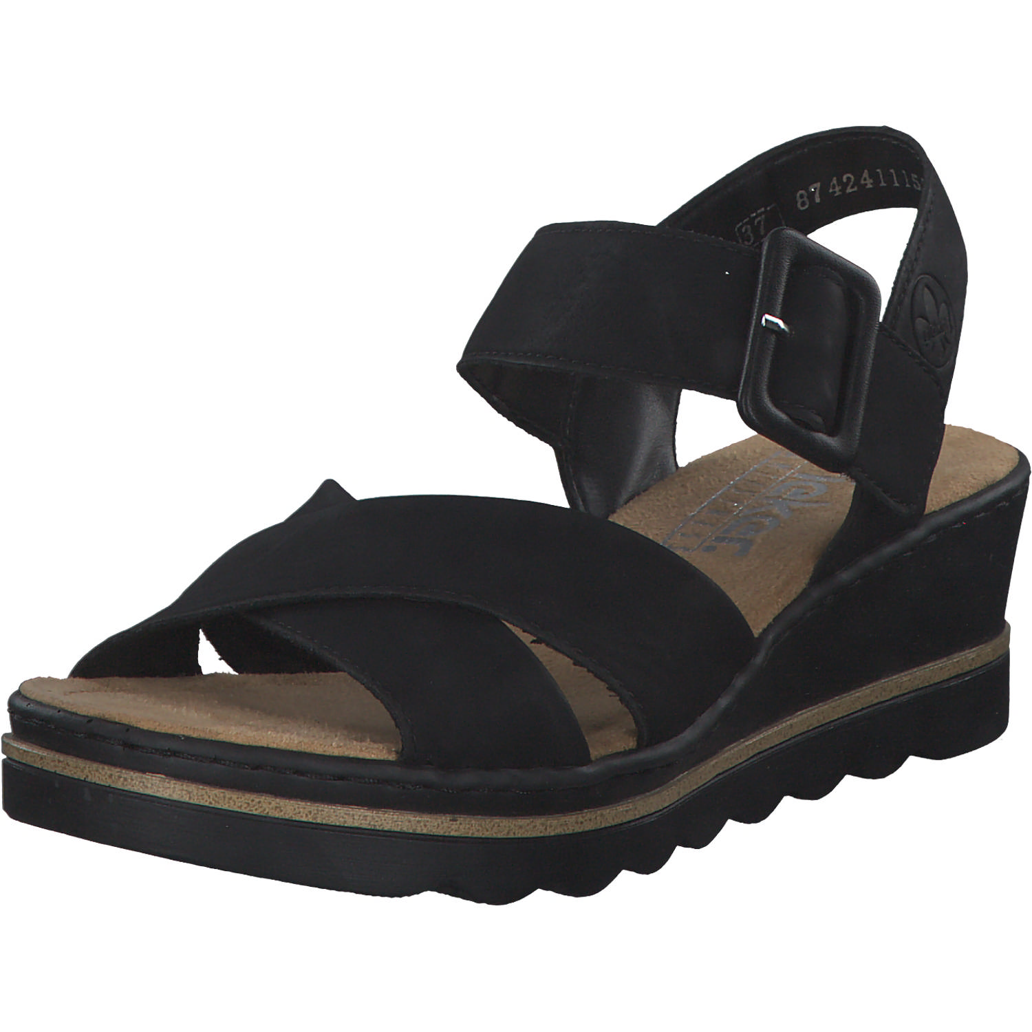 Rieker 67463, Plateau-Sandaletten, Damen, schwarz