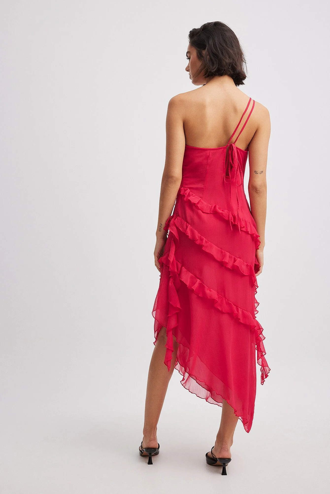 Chiffon-Midikleid mit Rüschen