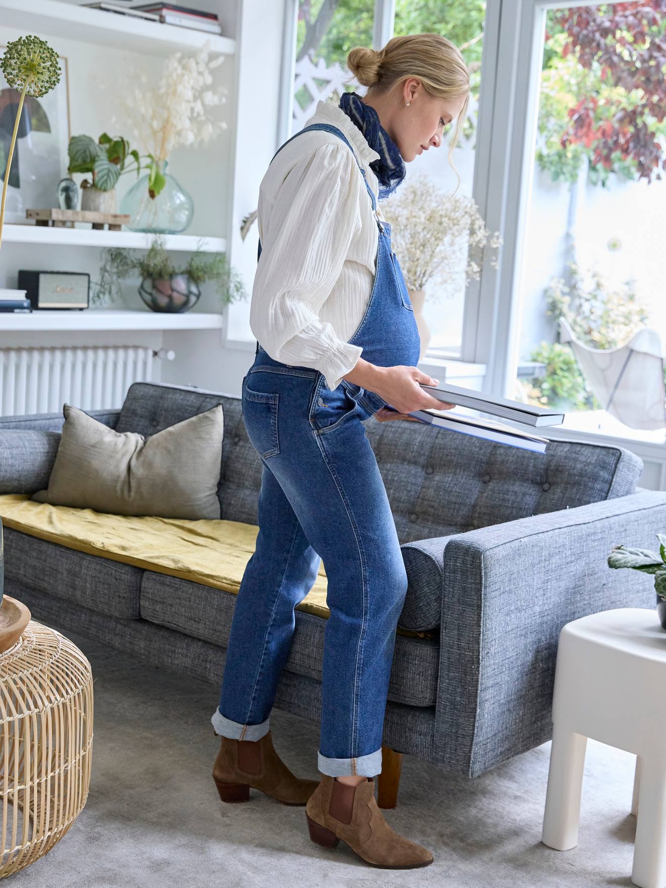 Vertbaudet Latzjeans für Schwangerschaft & Stillzeit, Mom-Fit - dunkelblau