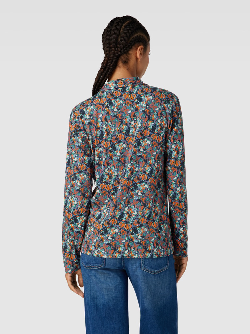 Hemdbluse mit Allover-Muster in marineblau