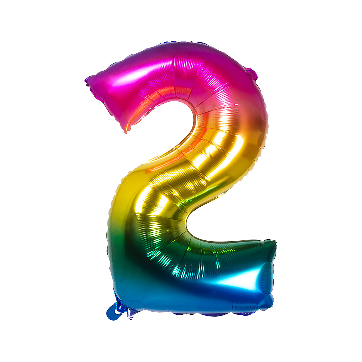 Folienballon Zahl 2 Regenbogen, 86 cm