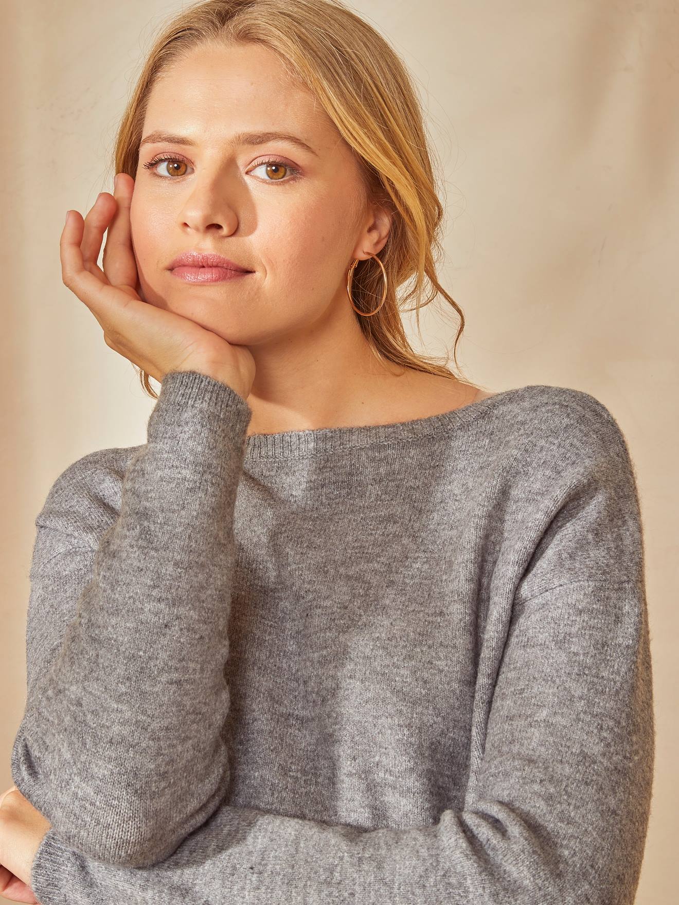 Pull devant/dos grossesse et allaitement gris