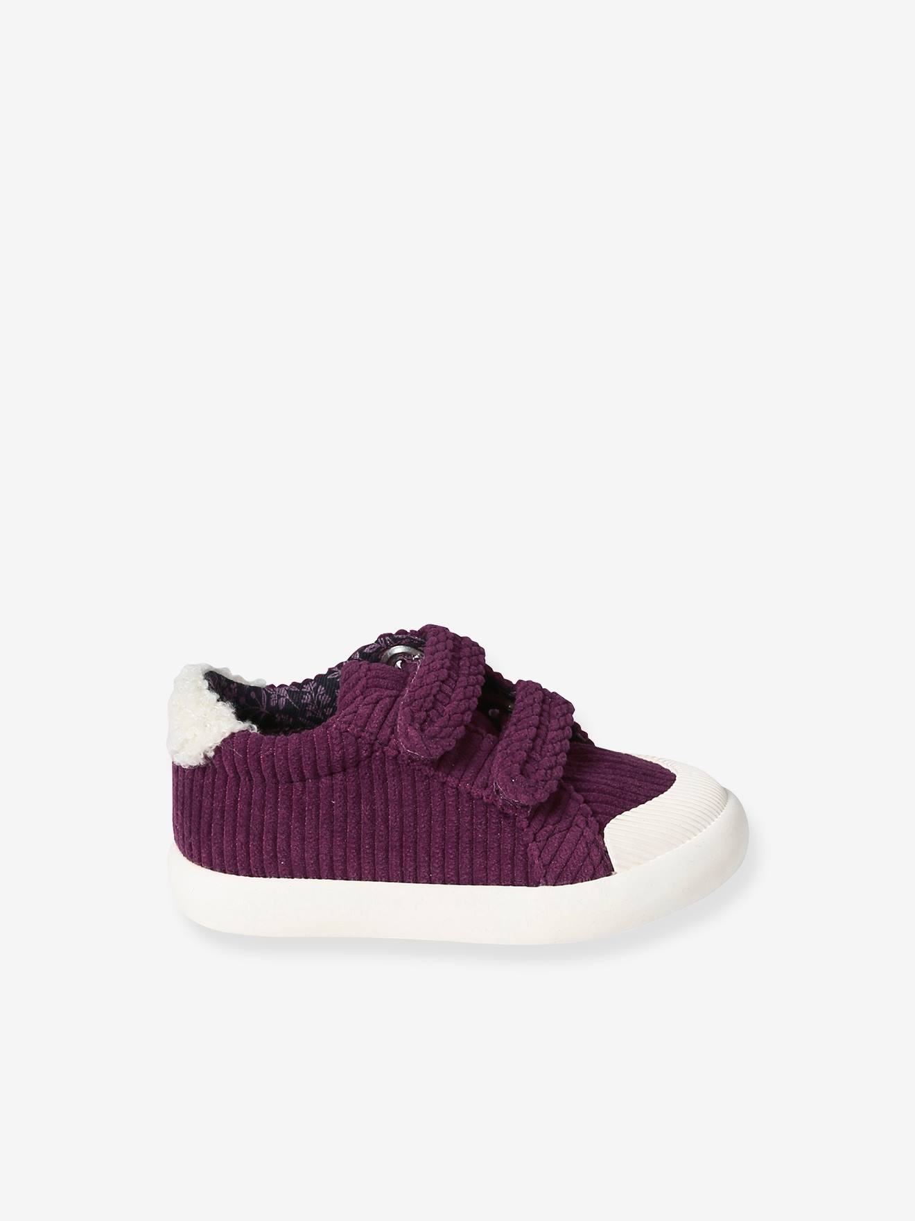 Baskets scratchées textile bébé vieux rose