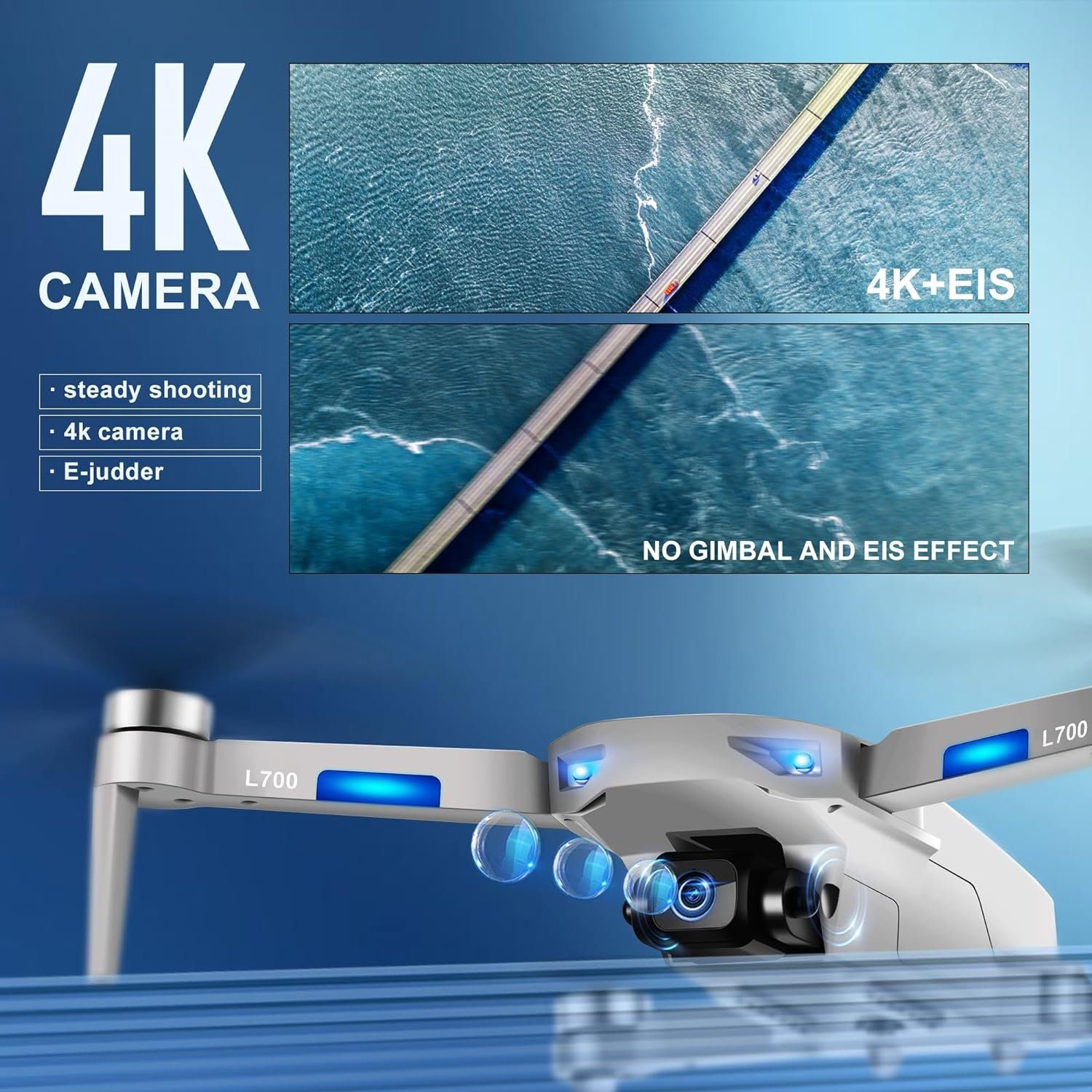 HHD Drohne (mit 4K Kamera,50 Min Flugzeit,1000m Reichweite,Brushless Motor,54 km/h)