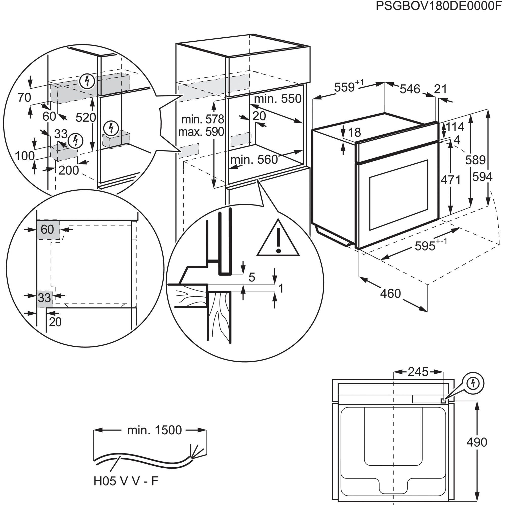AEG Einbaubackofen 6000 BPE55526BM 944188761, mit 1-fach-Teleskopauszug, Pyrolyse-Selbstreinigung