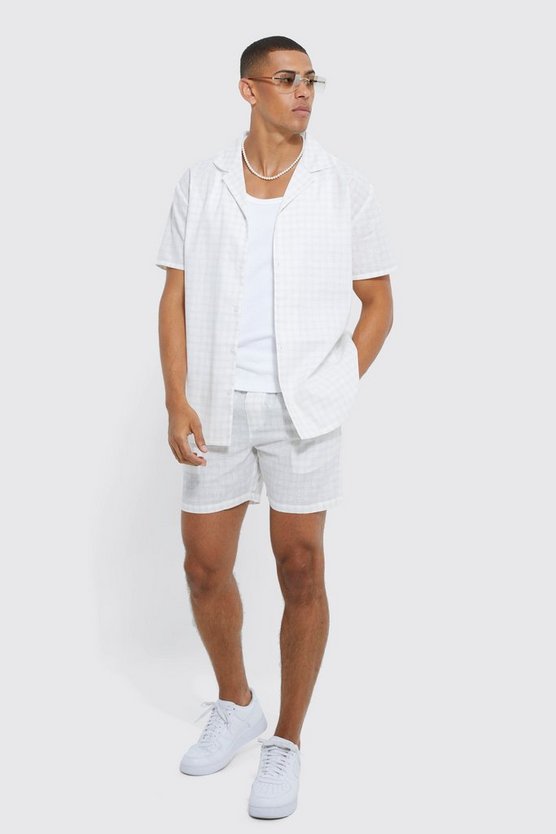Kurzärmliges kariertes Oversize Hemd & Shorts