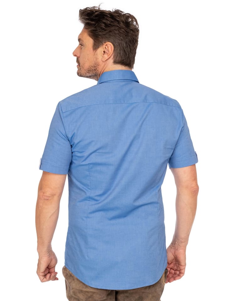 OS-Trachten Trachtenhemd 421000-4124 in mittelblau günstig kaufen S