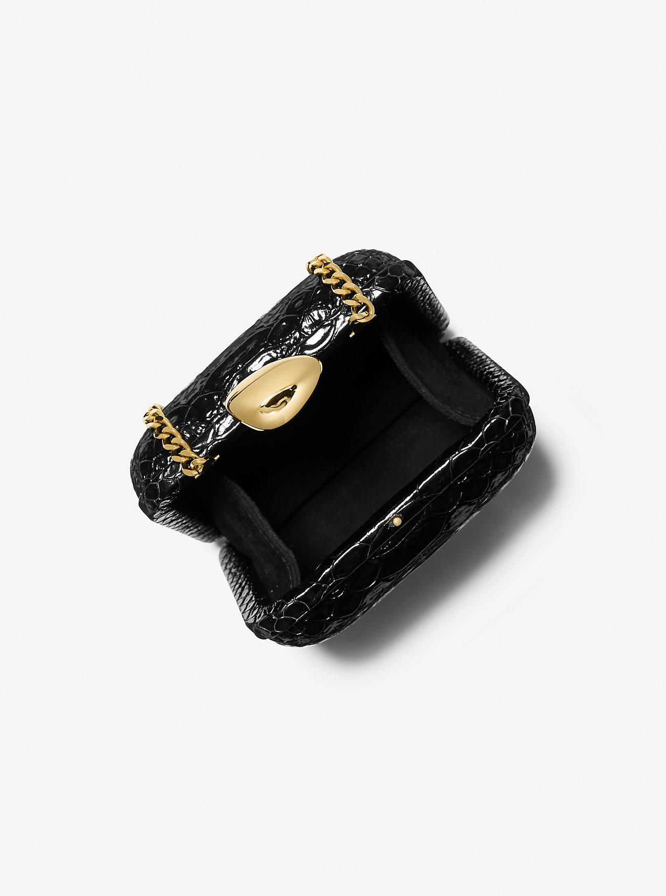 Tina Mini Python Preget Skinn Minaudière - SVART