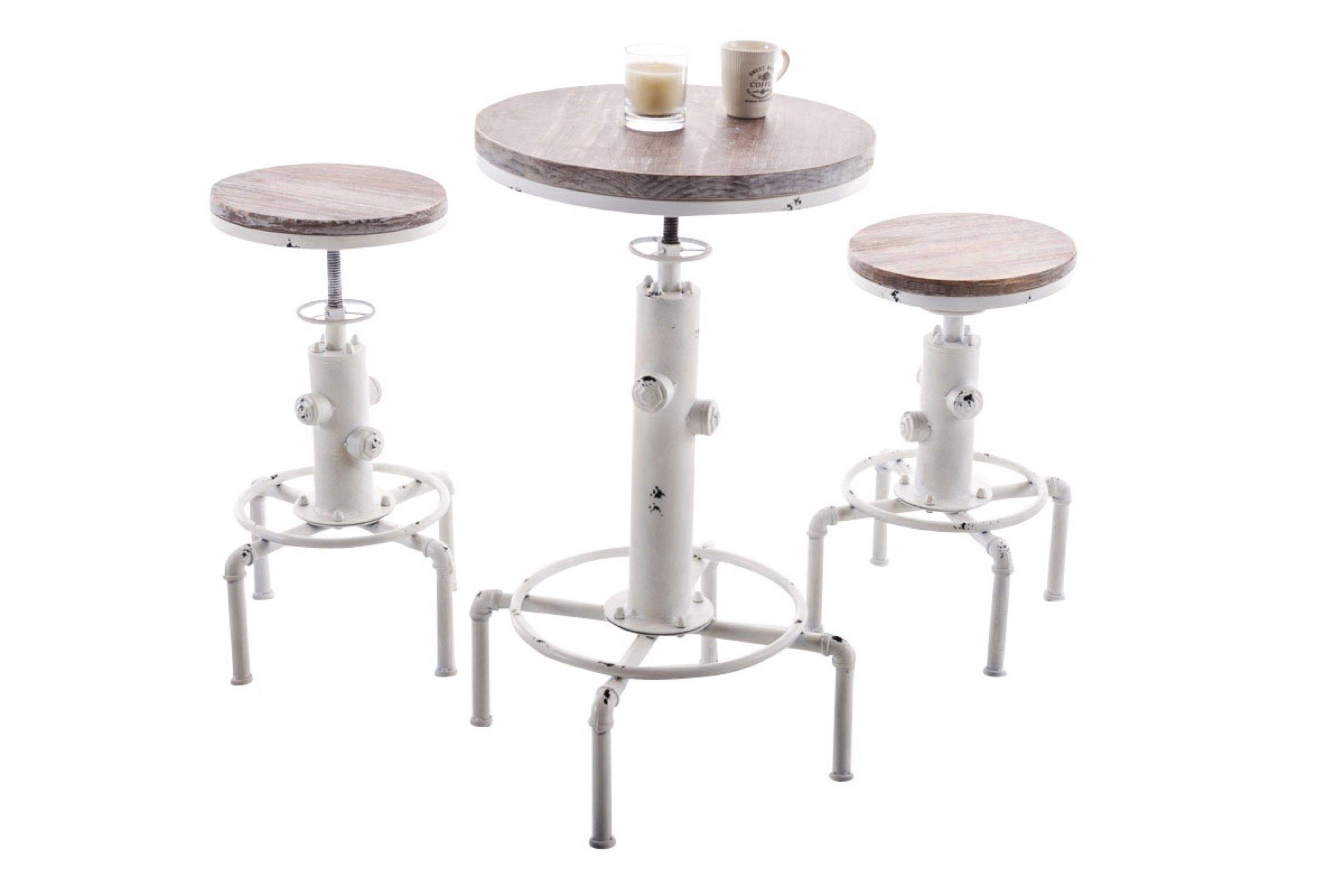 TPFLiving Stehtisch Luminak - Bartisch für Küche, Esszimmer, Wohnzimmer, Balkon, Terrasse (Bistrotisch mit Vollholz-Tischplatte - Durchmesser: 50 cm, 1-St., Höhenverstellbarer Stehtisch mit lackiertem Stahlgestell), Maße (BxLxH): 50 x 50 x 100 cm - F