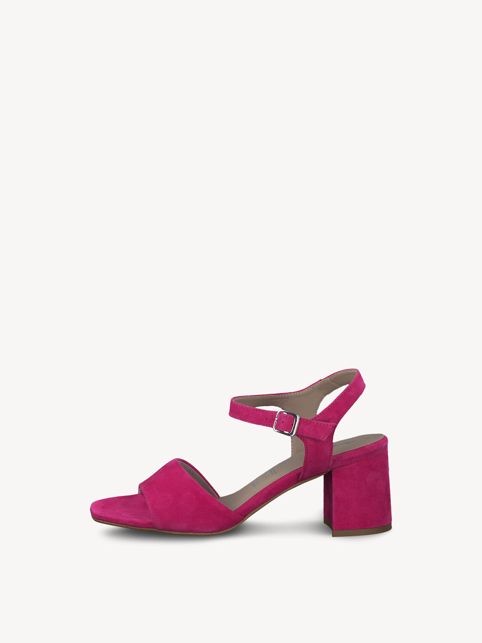 Sandale à talon en cuir - rose fuchsia