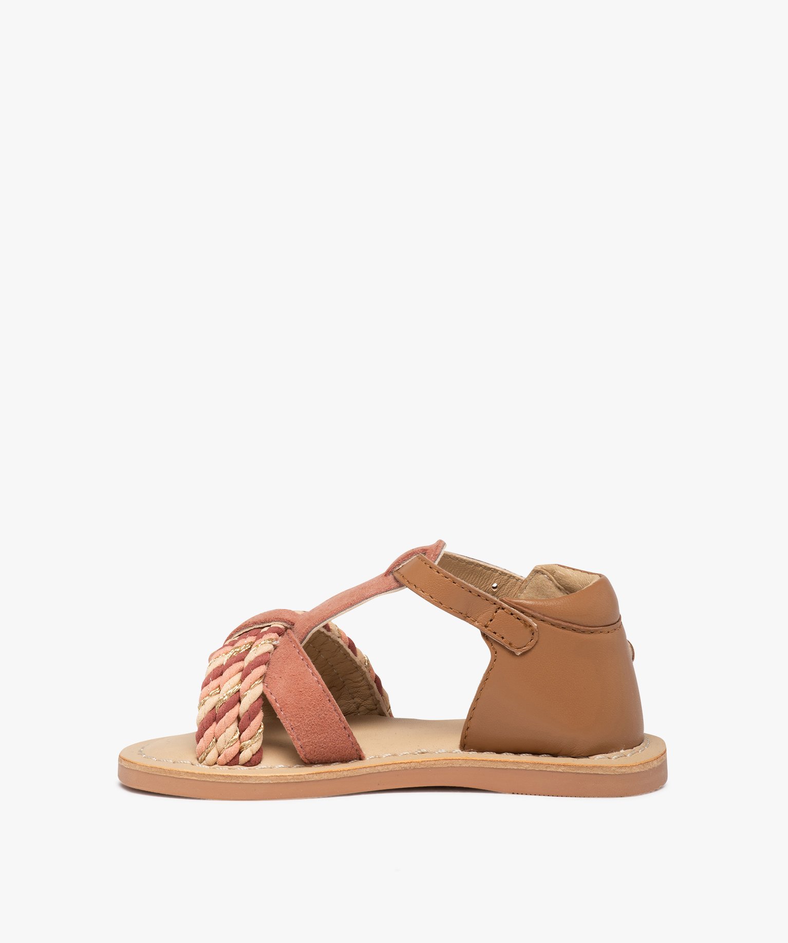 Sandales bébé fille en cuir à brides tressées – NA! rose | GEMO