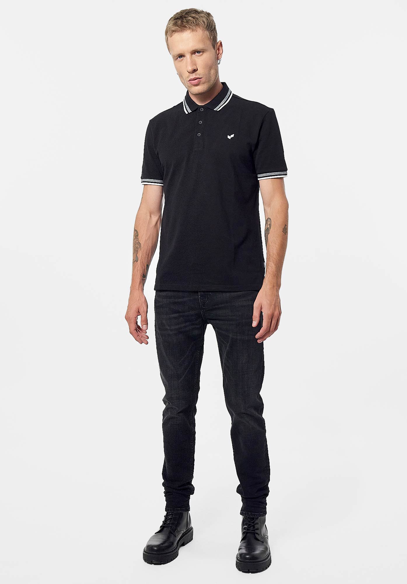 RAYOC  Polo noir Homme en 100% coton bio