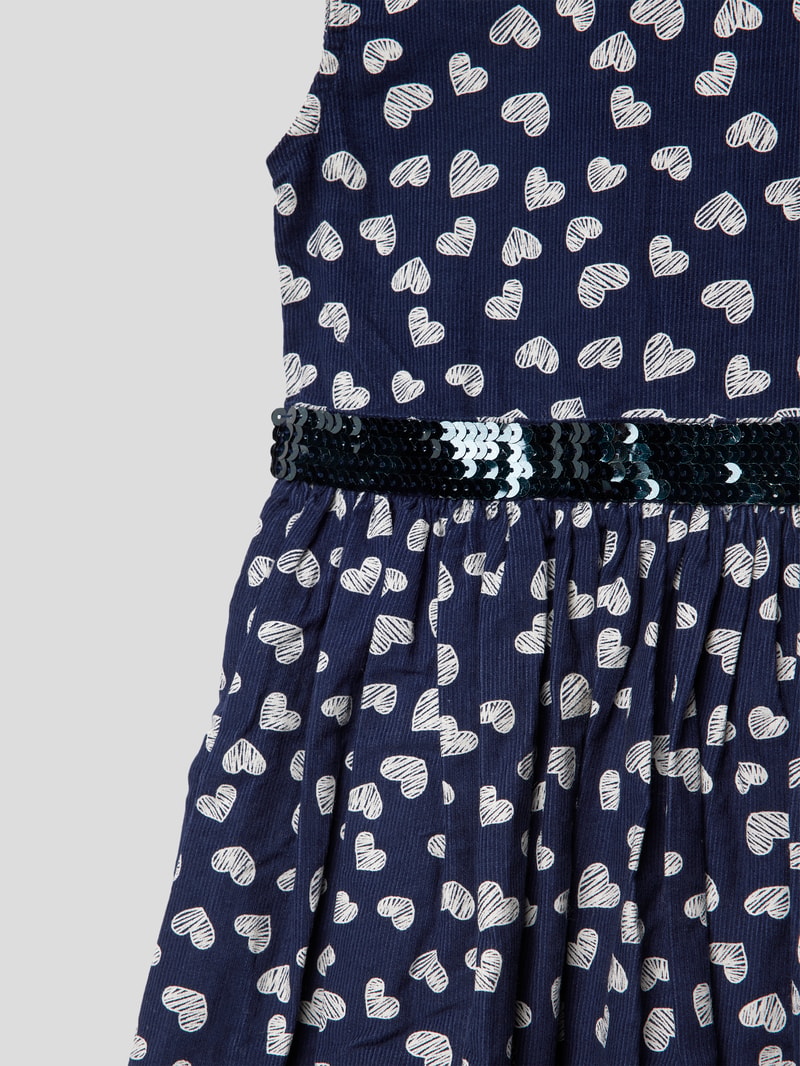 Cordkleid mit Allover-Muster in marineblau