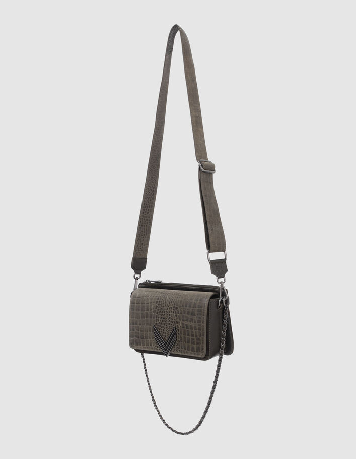 Le 111 GREENWICH VILLAGE kaki mix cuir Femme