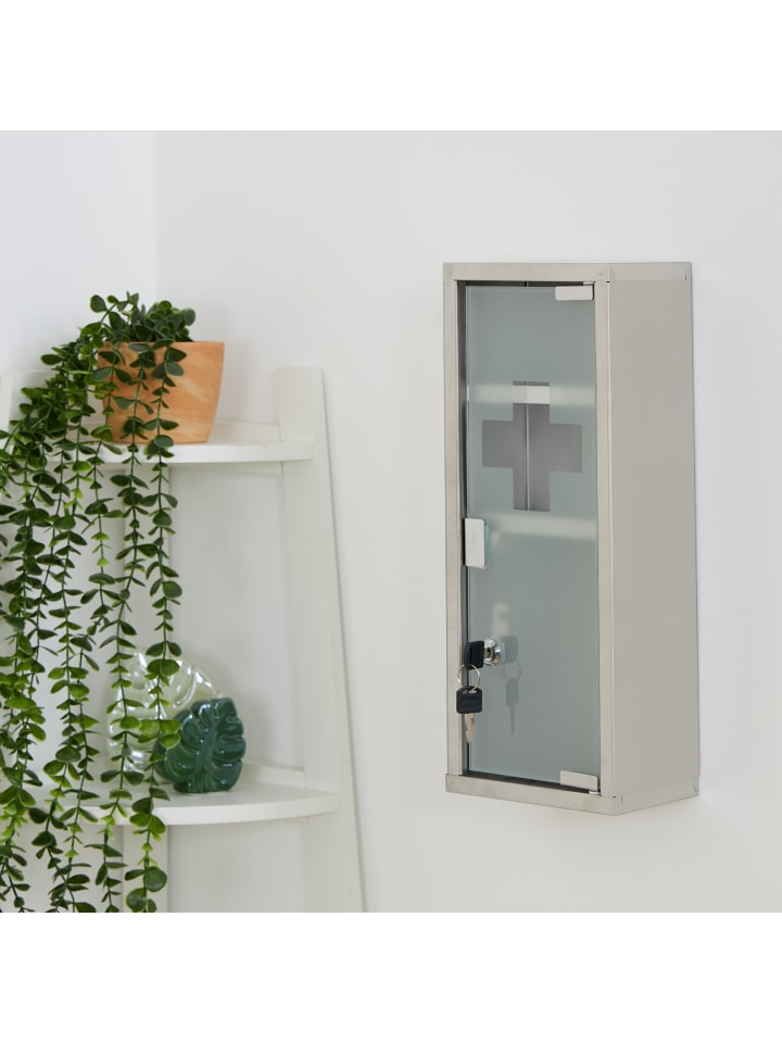 relaxdays Medizinschrank in Silber - (B)45 x (H)18 x (T)12 cm günstig kaufen onesize