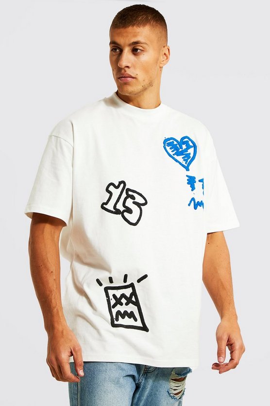 Oversize T-Shirt mit Graifitti-Print