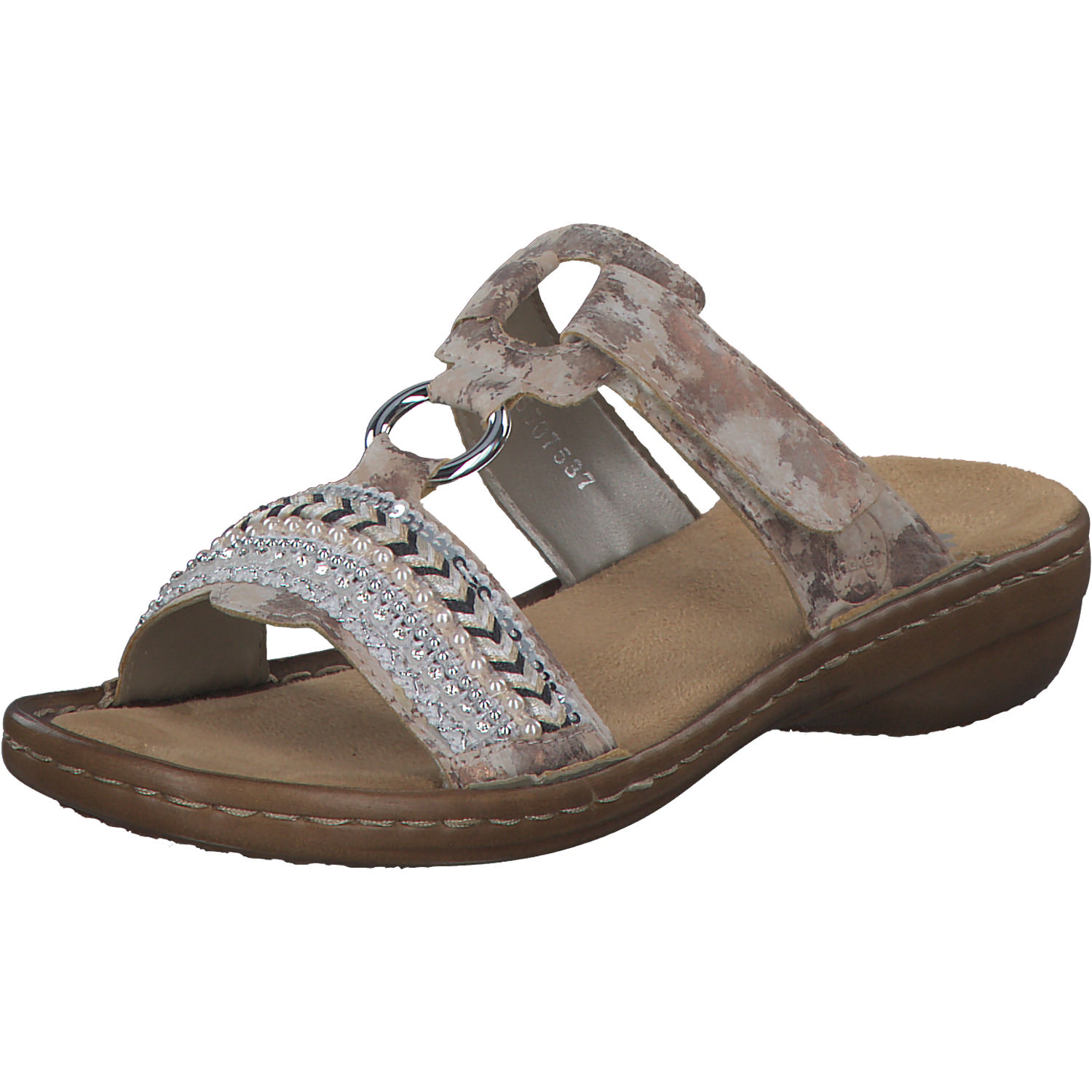 Rieker 608M6, Plateau-Pantoletten, Damen, beige