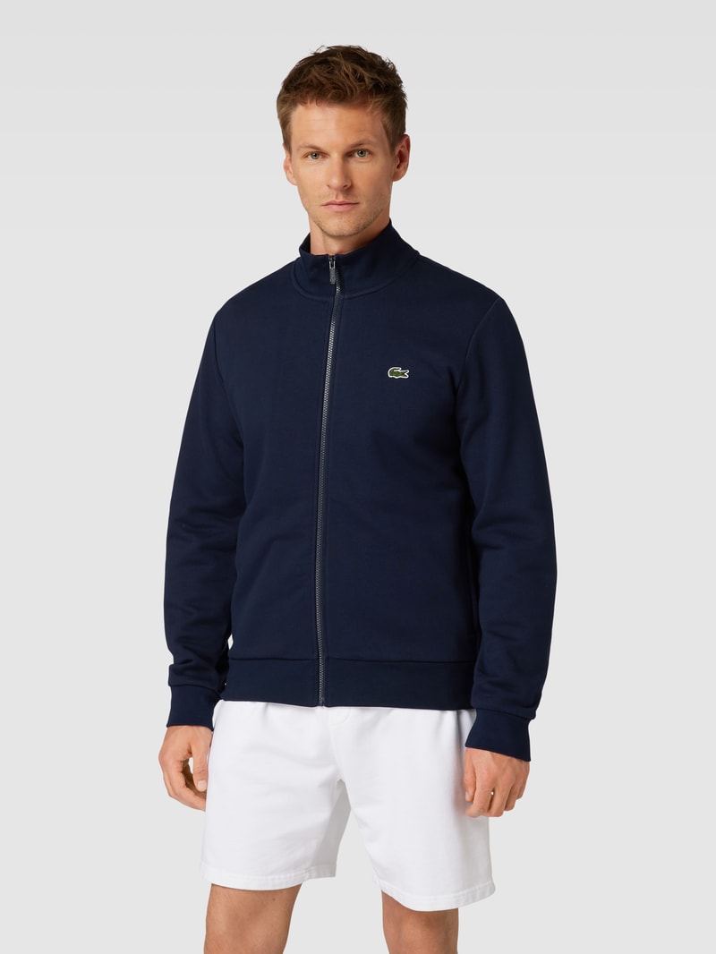 Sweatjacke mit Logo-Stitching in marineblau