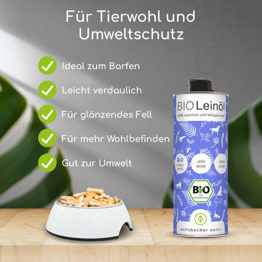Wolfsbacher Natur Ergänzungsfutter & Aufzucht Wolfsbacher Natur Bio Leinöl 1 l