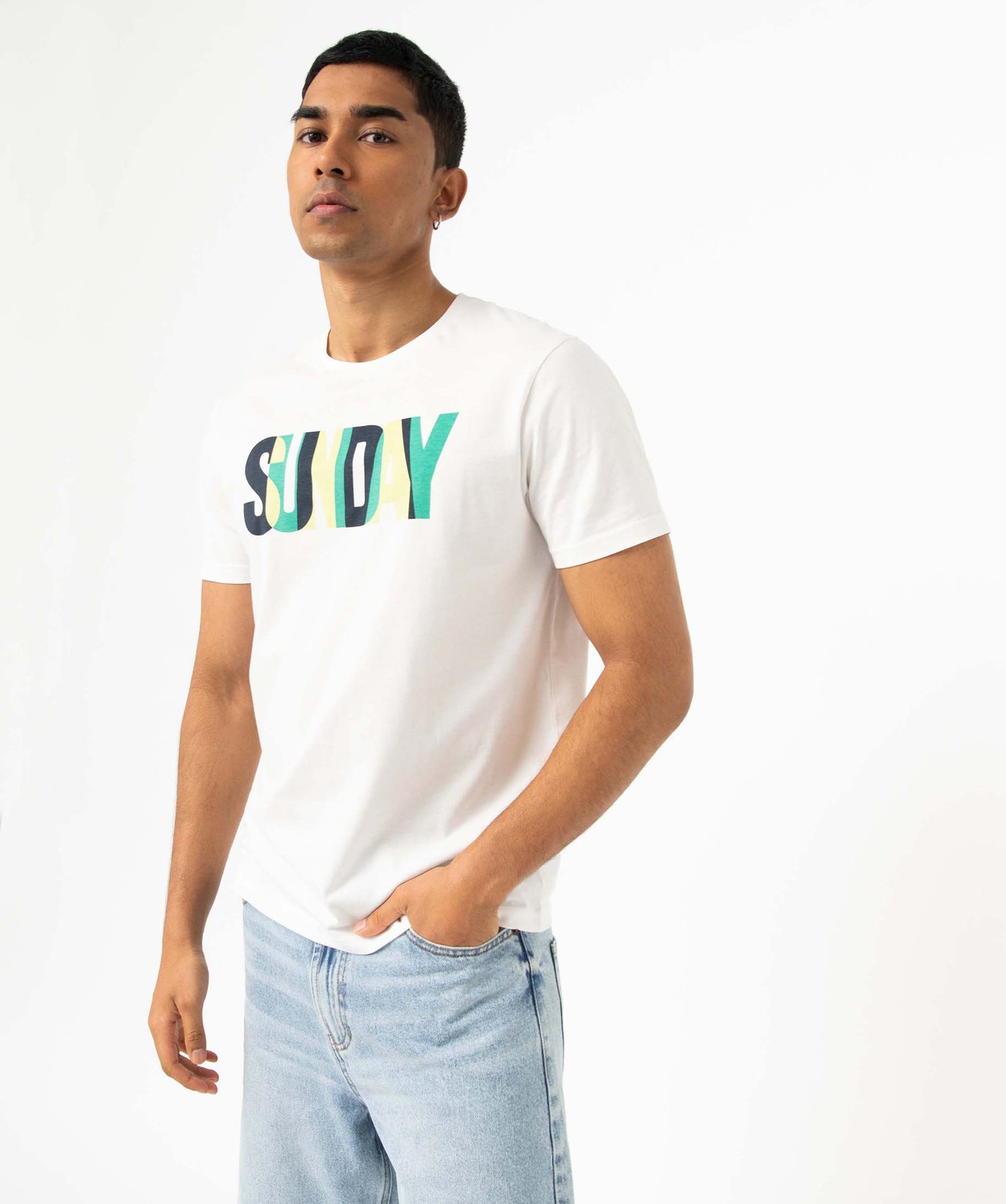 Tee-shirt homme imprimé à manches courtes blanc | GEMO