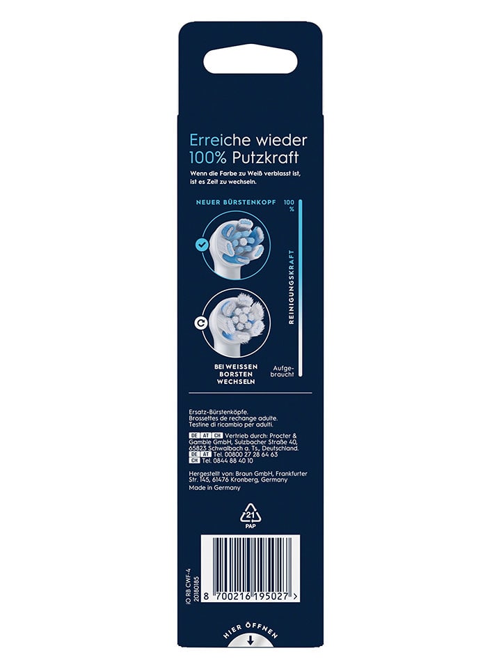 Oral-B 4er-Set: Ersatz-Bürstenköpfe 