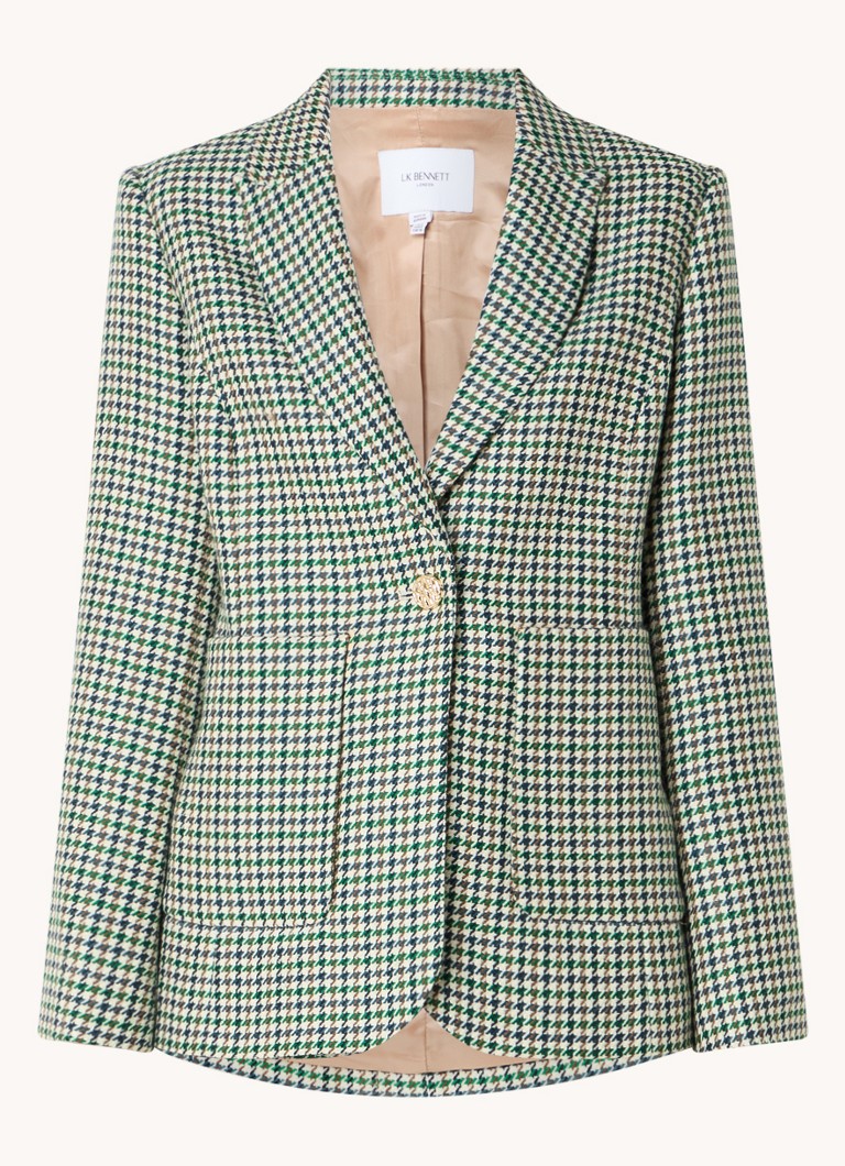 LKBennett Daphne wool blazer with houndstooth pattern and patch pockets