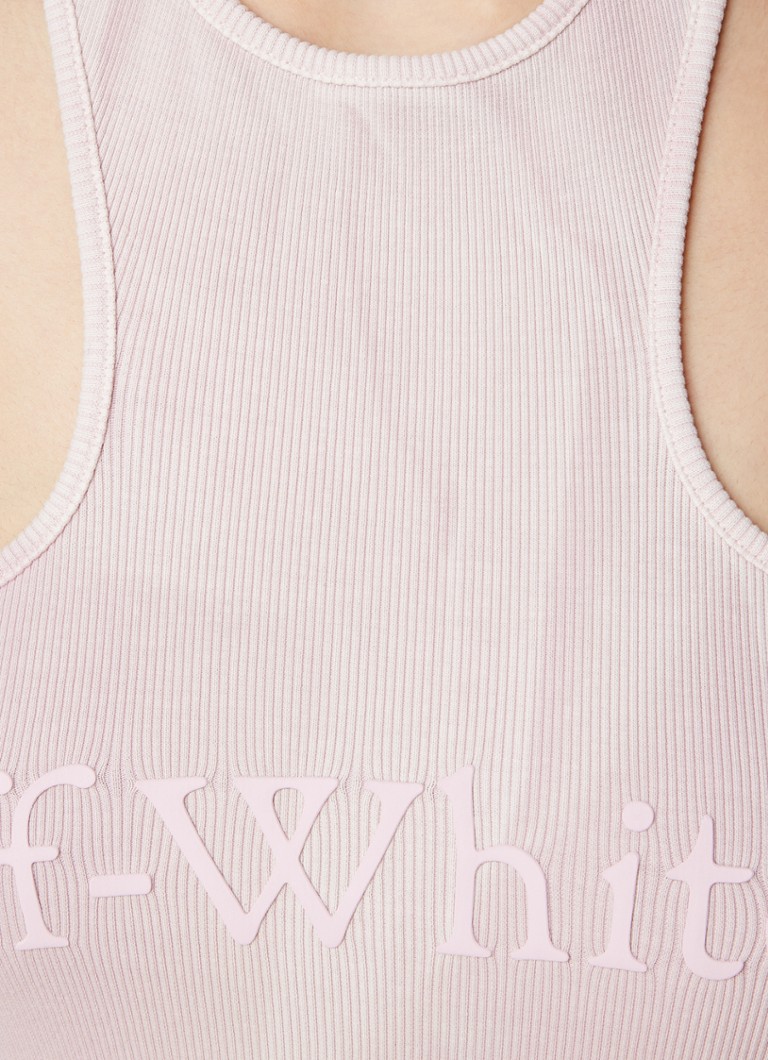Minišaty z rebrovaného úpletu s potlačou loga Off-White